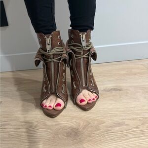 Brown Lace-Up Ankle Boots